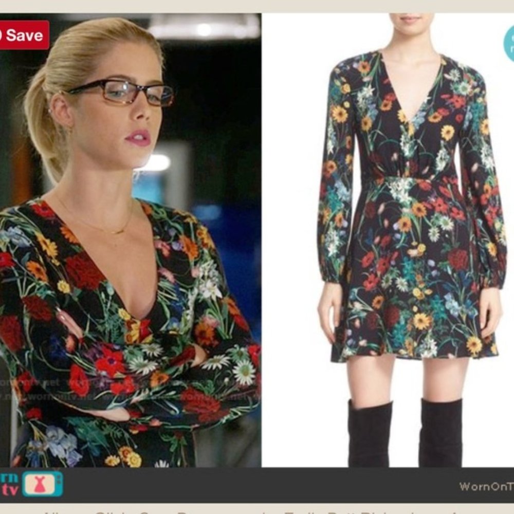 Alice + Olivia Cary Floral Dress Black Daisy